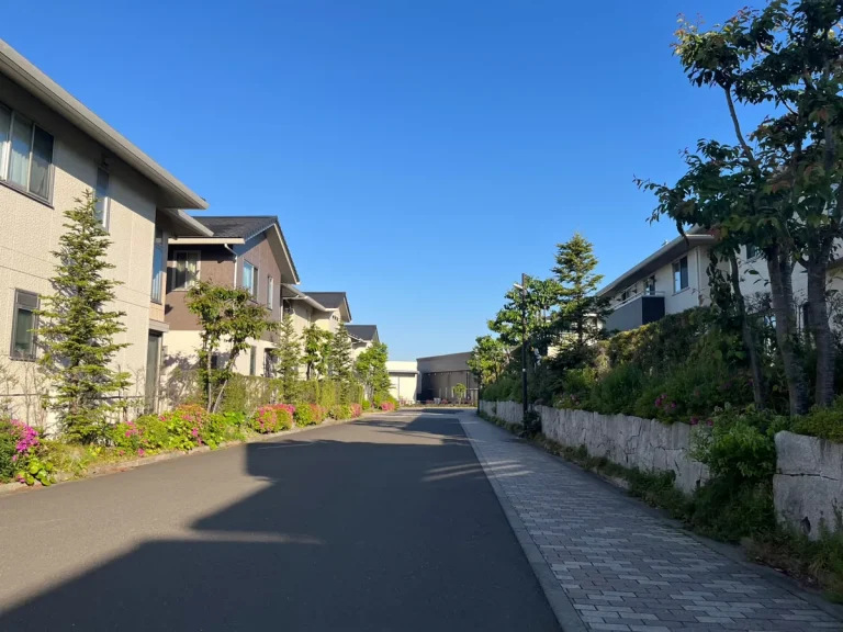 晴れた日のさいたま市周辺の住宅街の風景