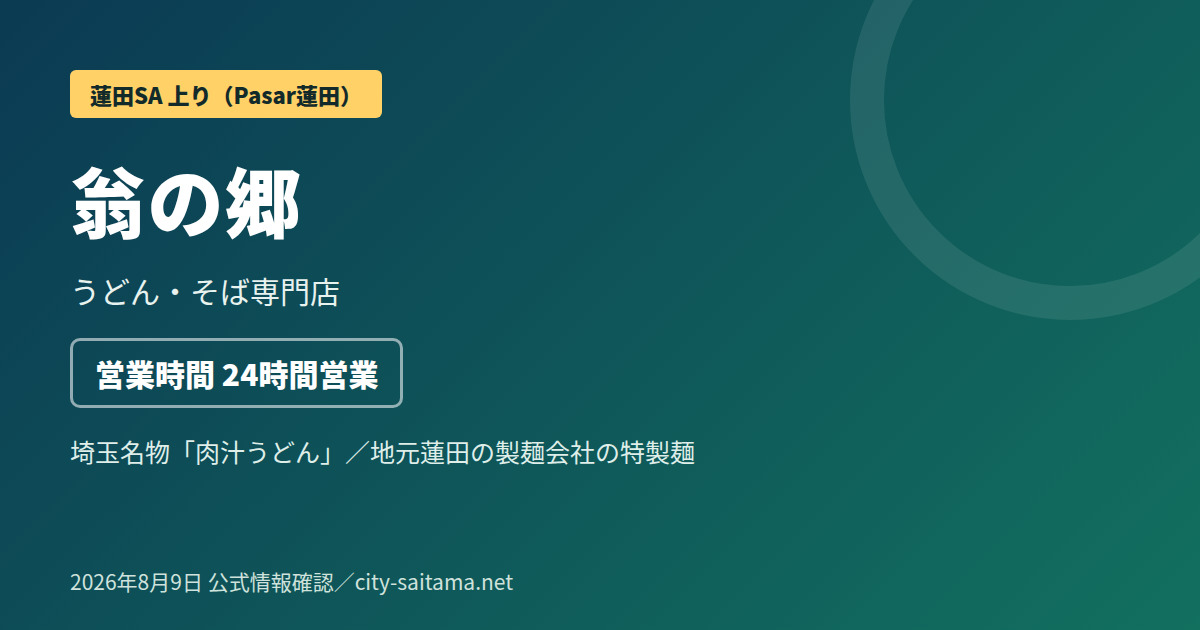 蓮田SA上り・Pasar蓮田のうどん・そば専門店「翁の郷」の記事アイキャッチ画像