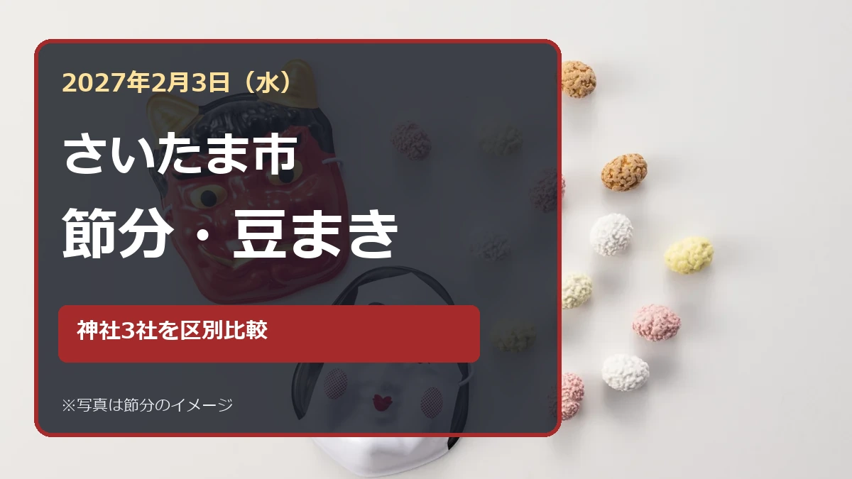さいたま市の節分・豆まき2027と神社3社の比較を示す節分のイメージ